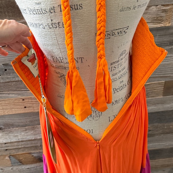 farm RIO Macaw Scarf Cut Out Maxi Dress in Color Block Multi Size Small NWT - Picture 10 of 14